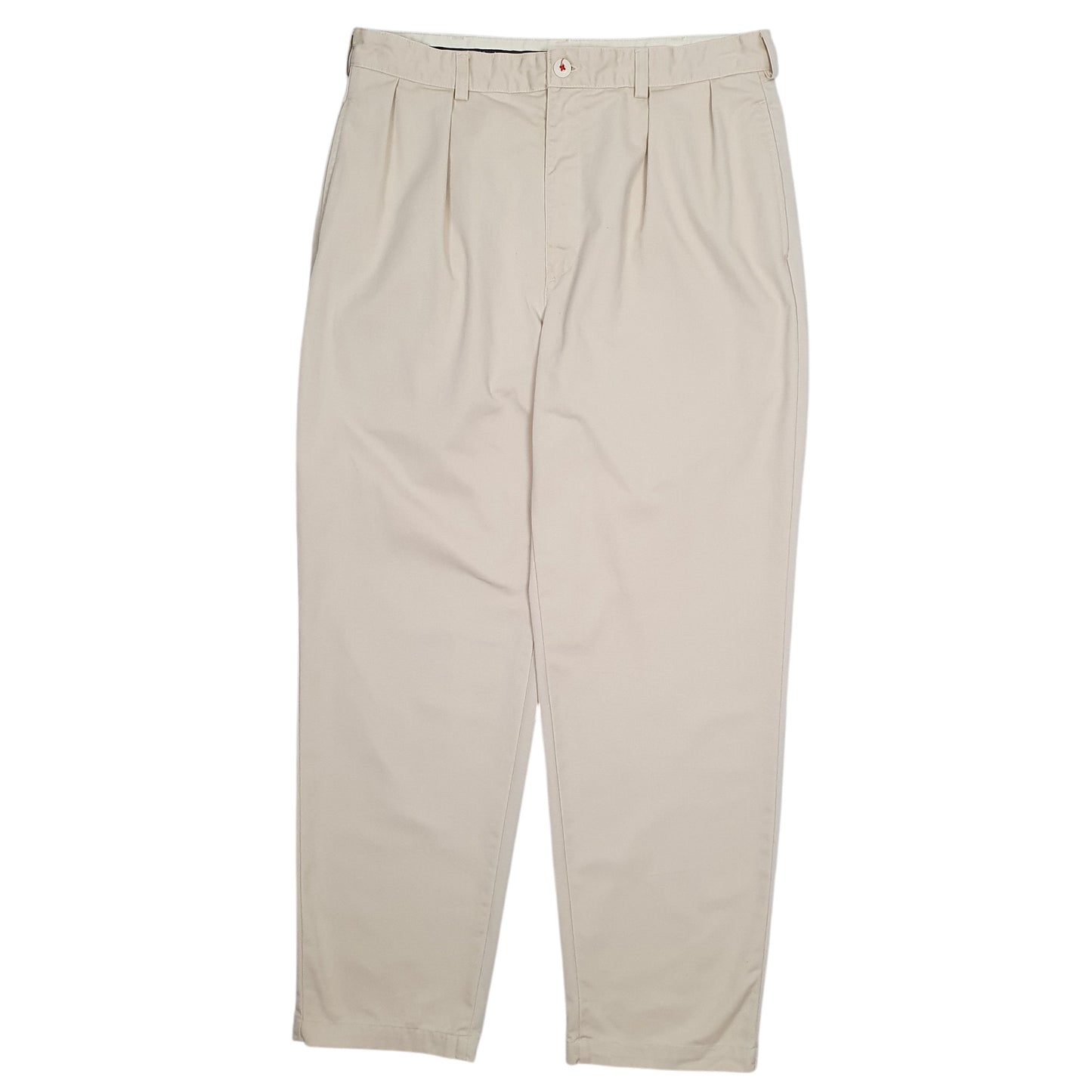 Mens Beige Polo Ralph Lauren Andrew Pant Pleated Vintage 90s Chino Trousers