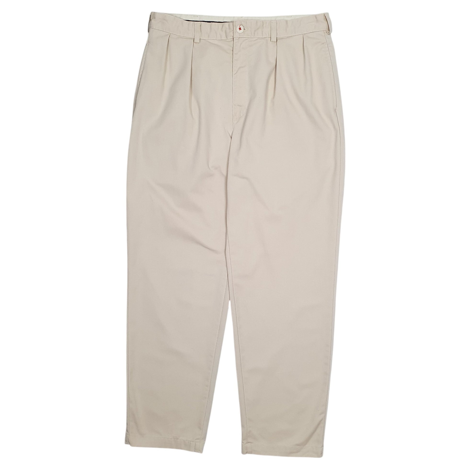 Mens Beige Polo Ralph Lauren Andrew Pant Pleated Vintage 90s Chino Trousers