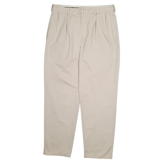 Mens Beige Polo Ralph Lauren Andrew Pant Pleated Vintage 90s Chino Trousers