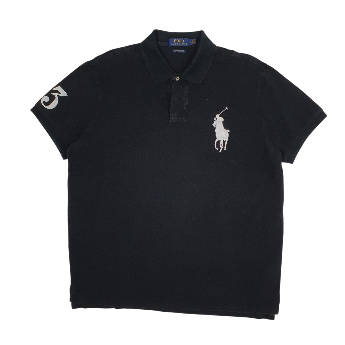 Mens Black Polo Ralph Lauren Custom Slim Fit Short Sleeve Polo Shirt