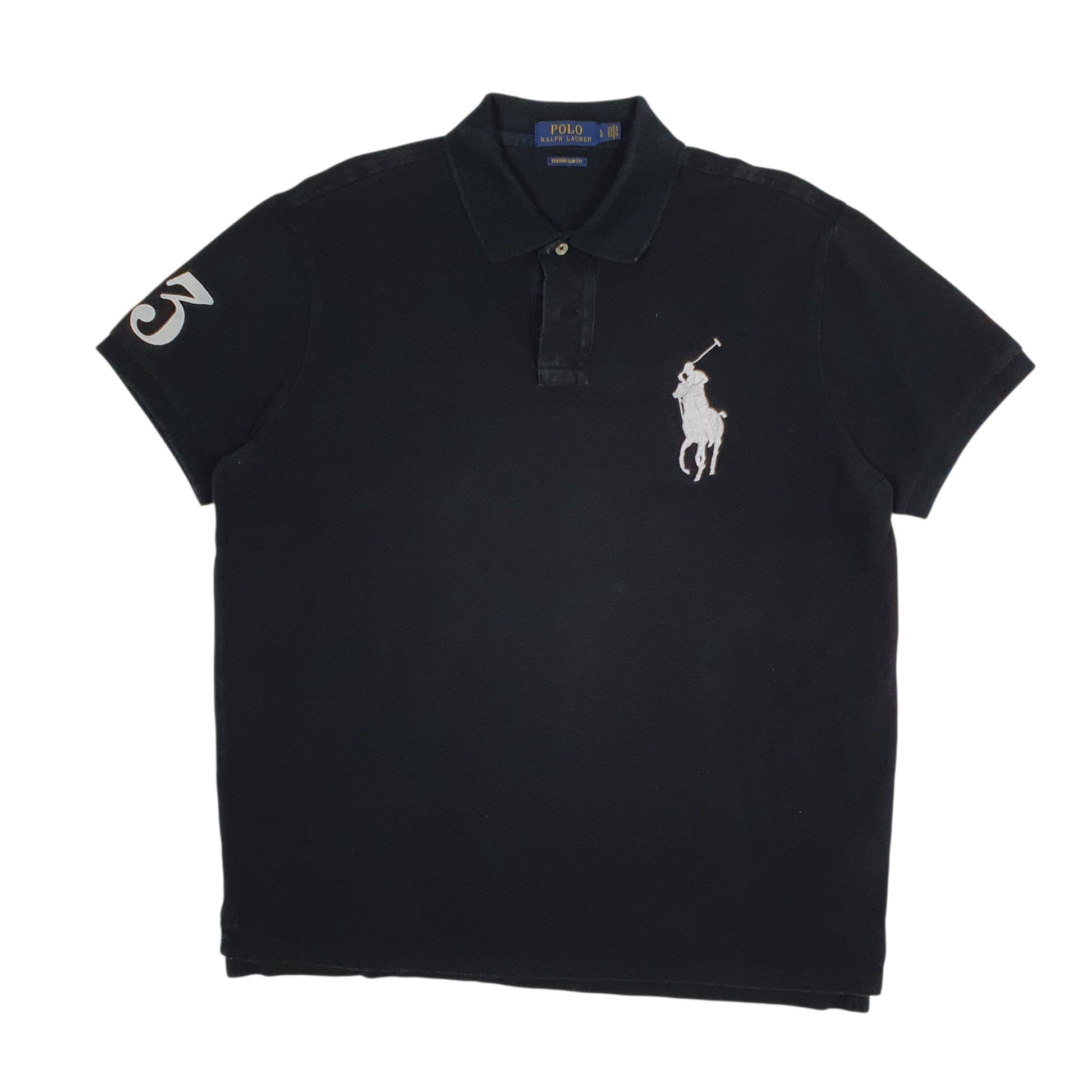 Mens Black Polo Ralph Lauren Custom Slim Fit Short Sleeve Polo Shirt