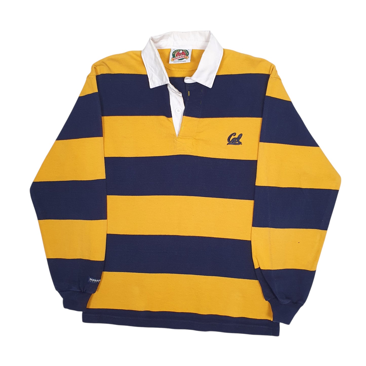 Mens Yellow Barbarian Rugby Long Sleeve Polo Shirt