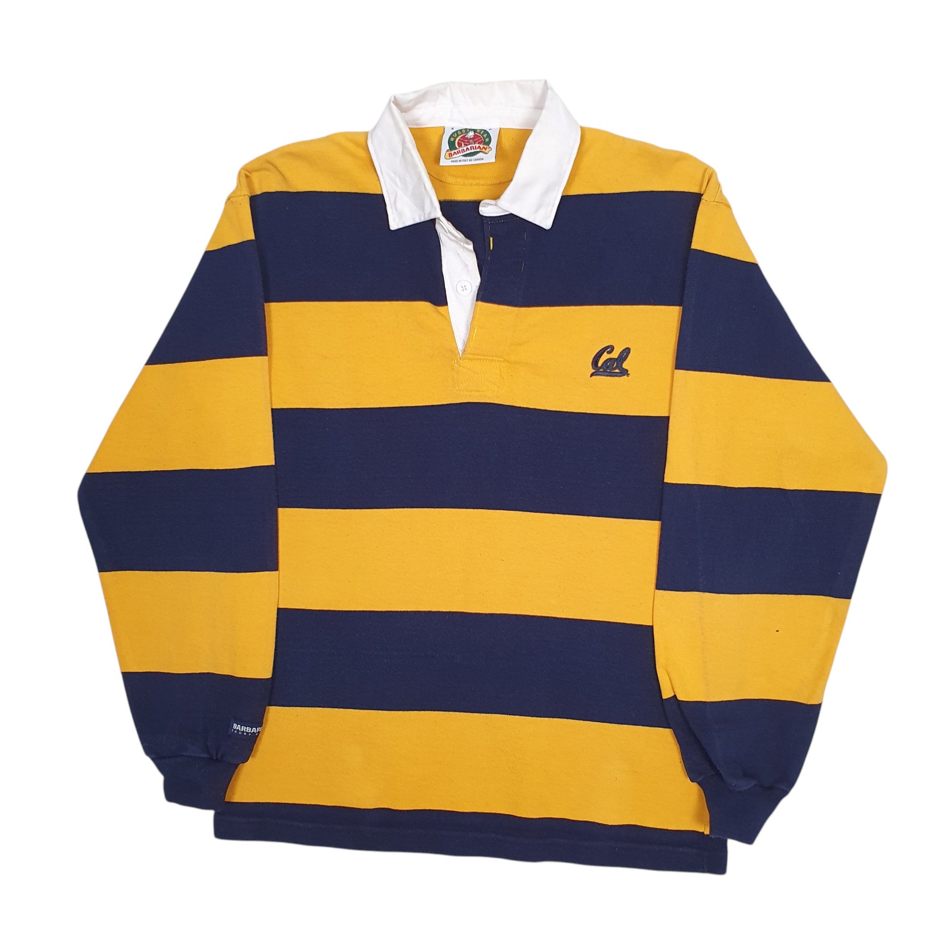 Mens Yellow Barbarian Rugby Long Sleeve Polo Shirt
