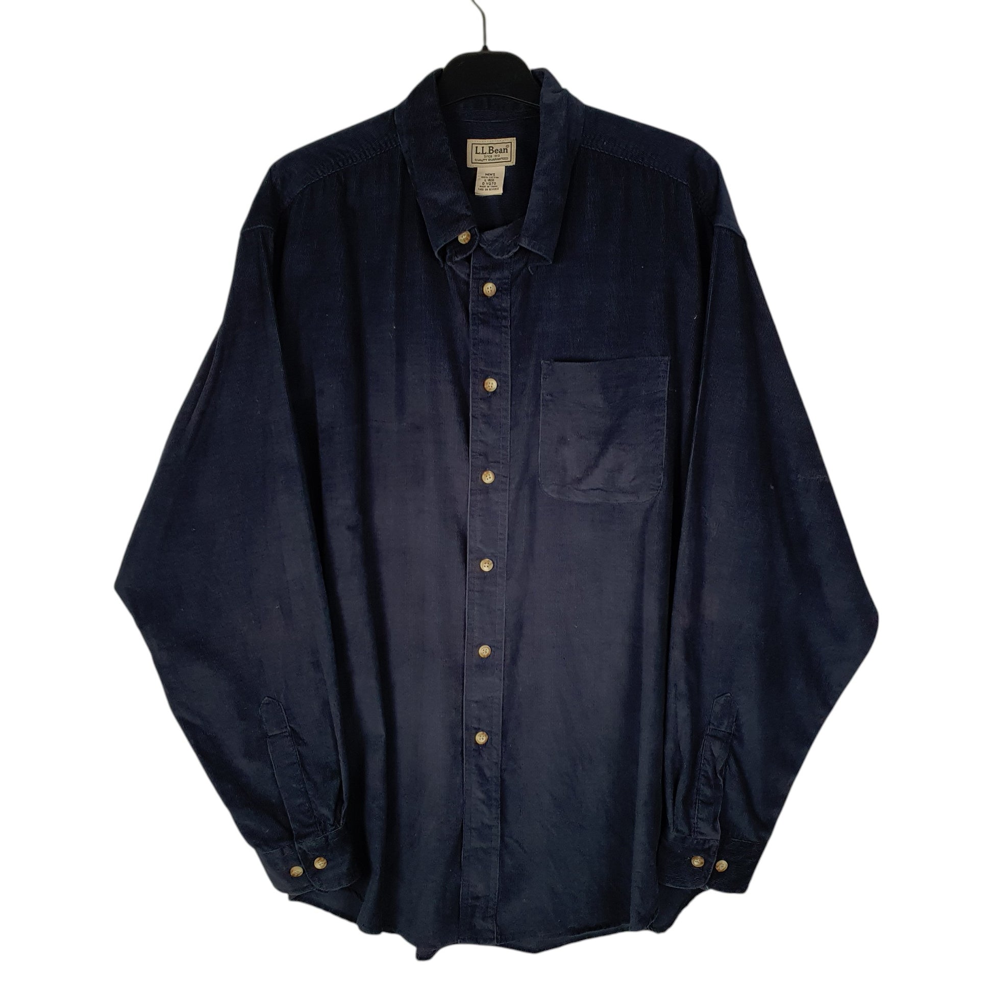 Mens Navy L.L.Bean Corduroy Long Sleeve Shirt