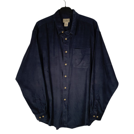 Mens Navy L.L.Bean Corduroy Long Sleeve Shirt