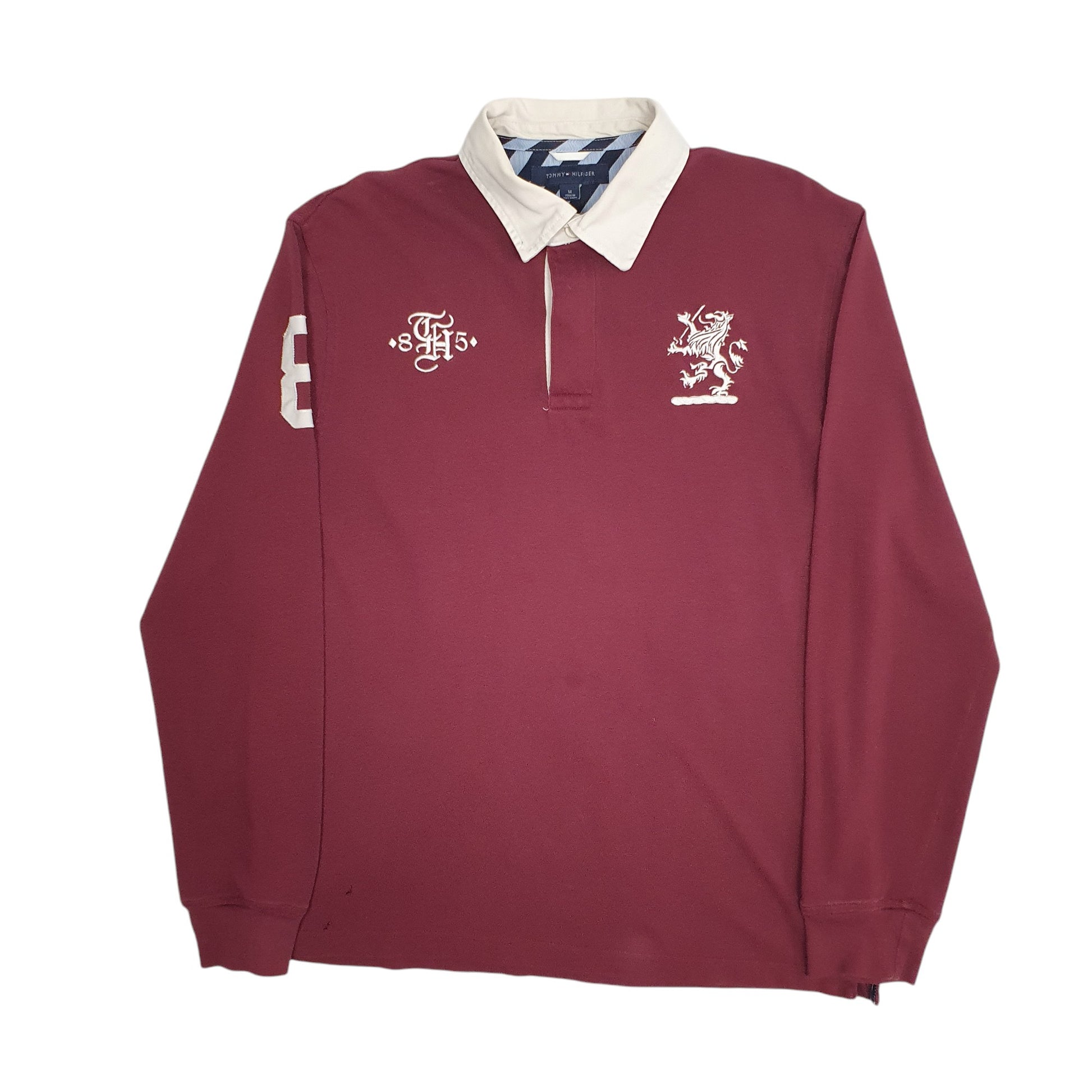 Mens Burgundy Tommy Hilfiger Rugby Long Sleeve Polo Shirt