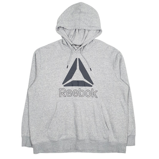 Mens Grey Reebok Spellout Hoodie Jumper