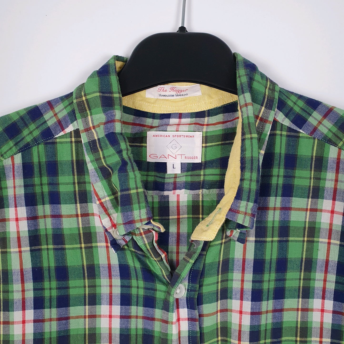Mens Green GANT The Hugger Madras  Shirt