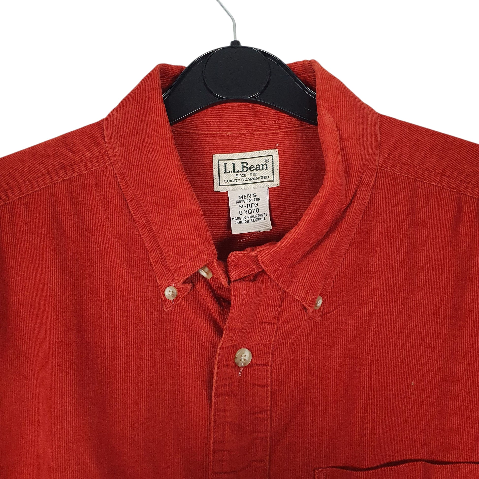 Mens Orange L.L.Bean Cordurory  Shirt
