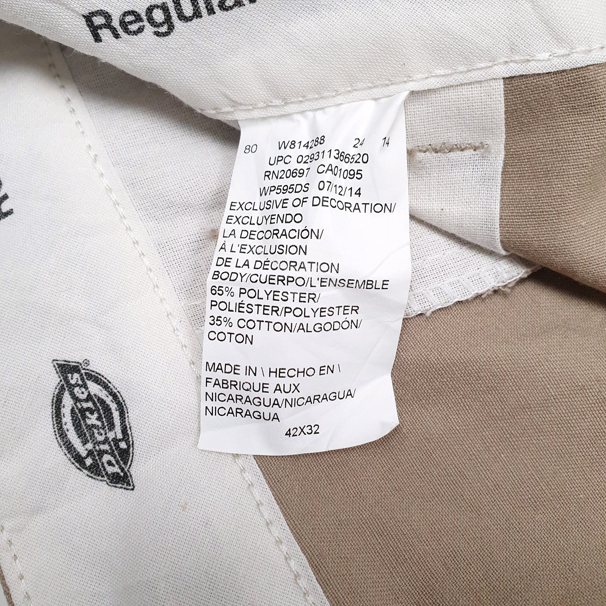 Mens Beige Dickies Workwear  Trousers