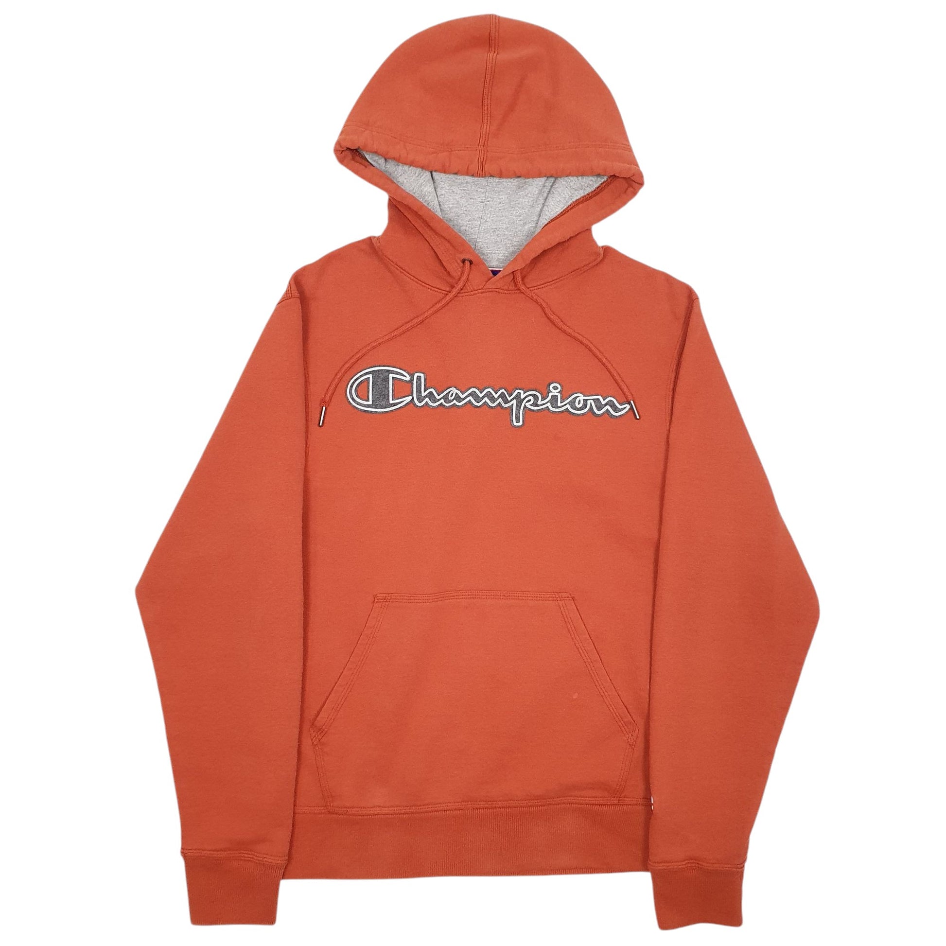 Mens Orange Champion Spellout Hoodie Jumper