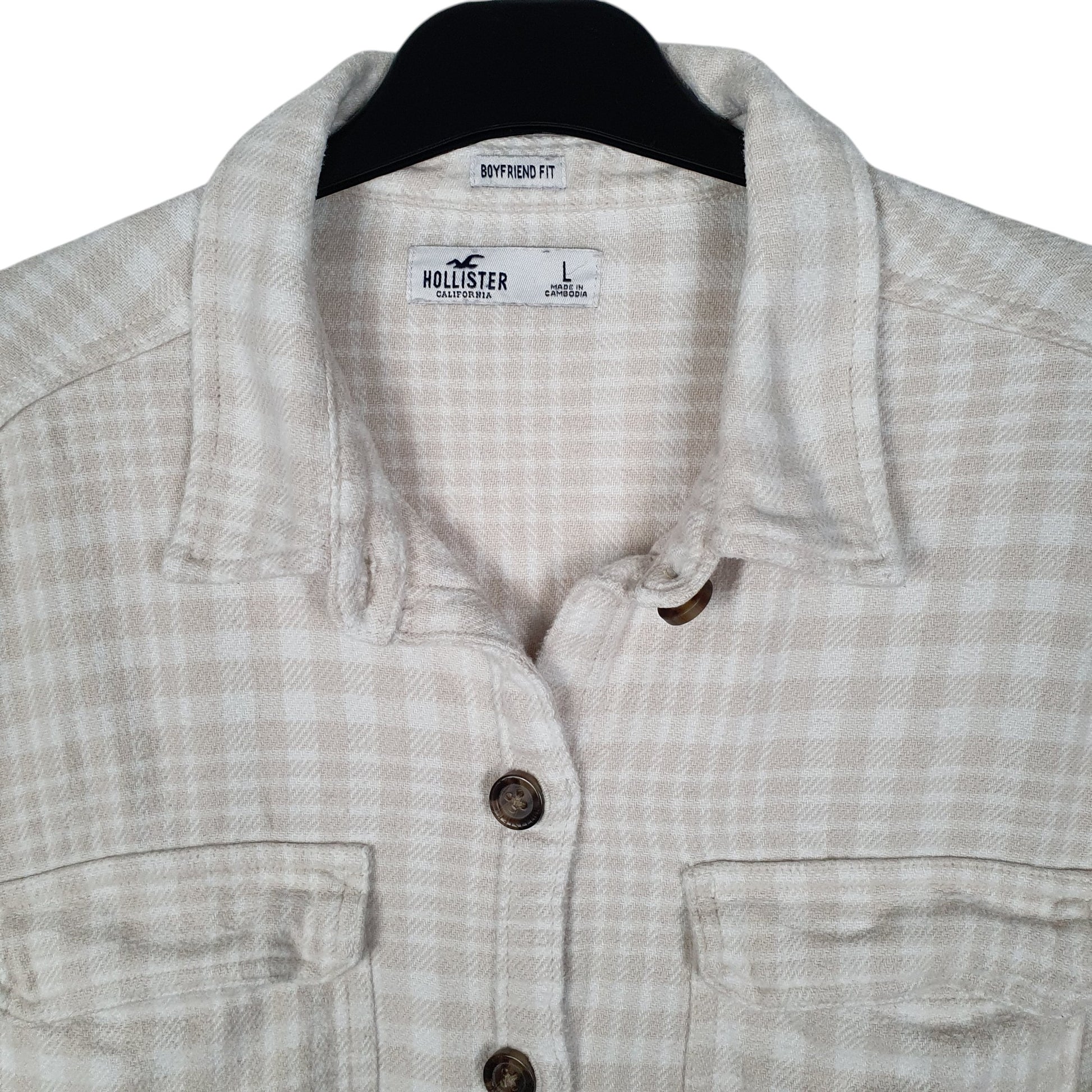 Womens Beige Hollister Boyfriend Fit  Shirt