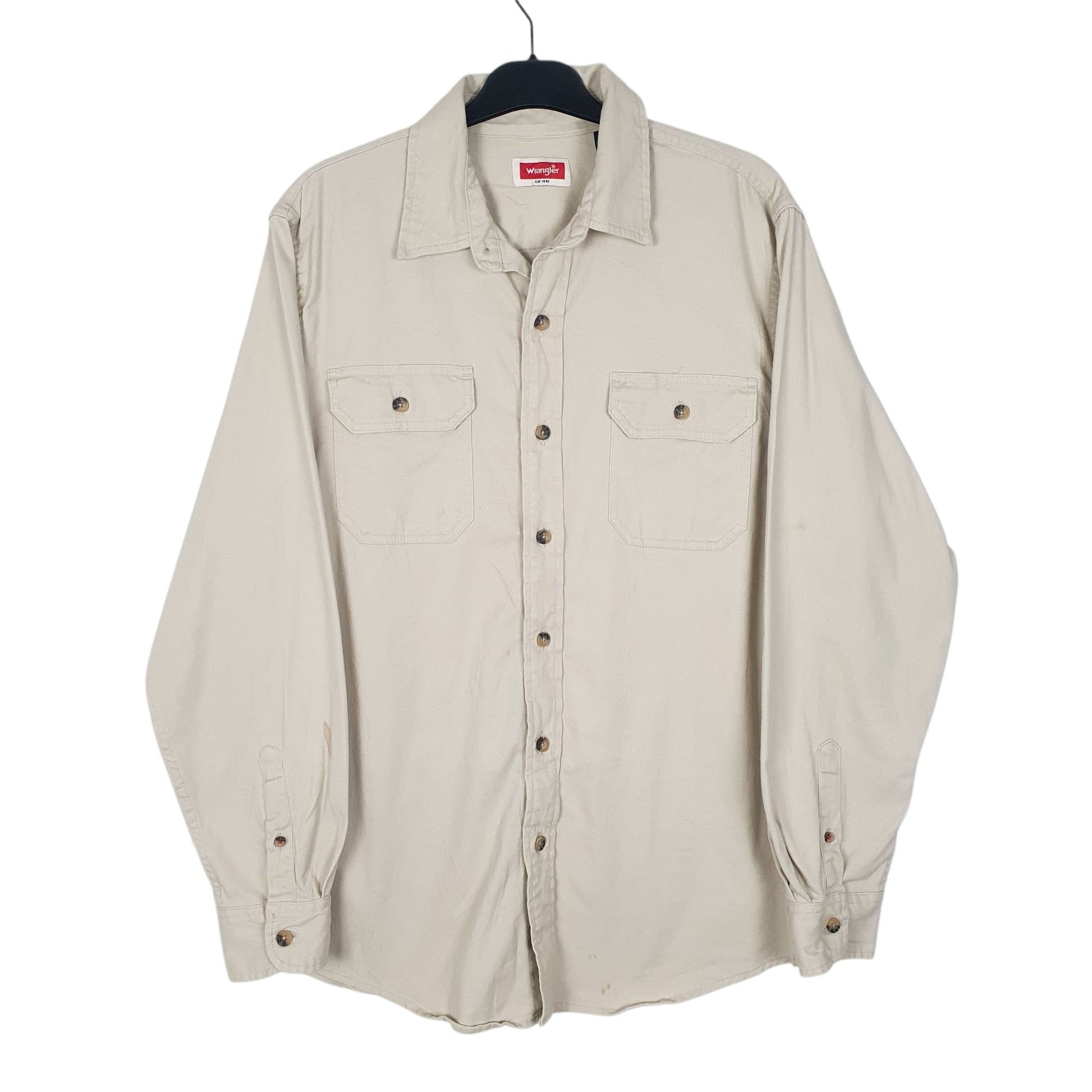 Mens Cream Wrangler  Long Sleeve Shirt