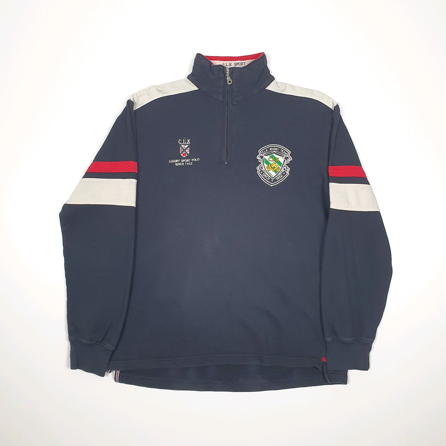 Mens Black C.L.K Sport Vintage Rugby Quarter Zip Jumper