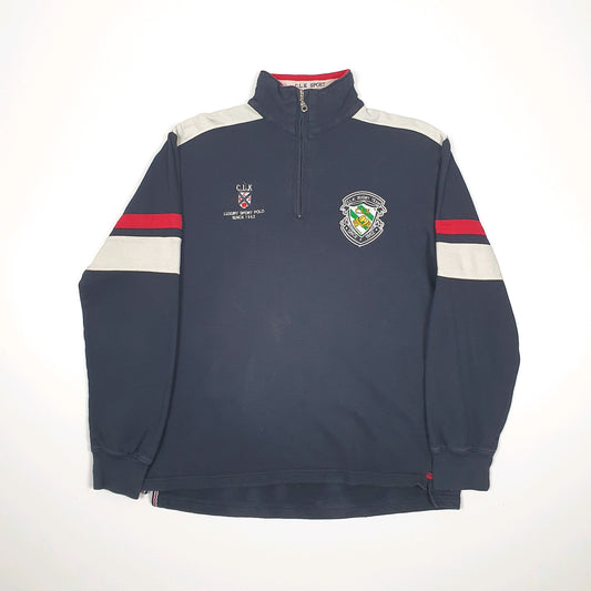 Mens Black C.L.K Sport Vintage Rugby Quarter Zip Jumper