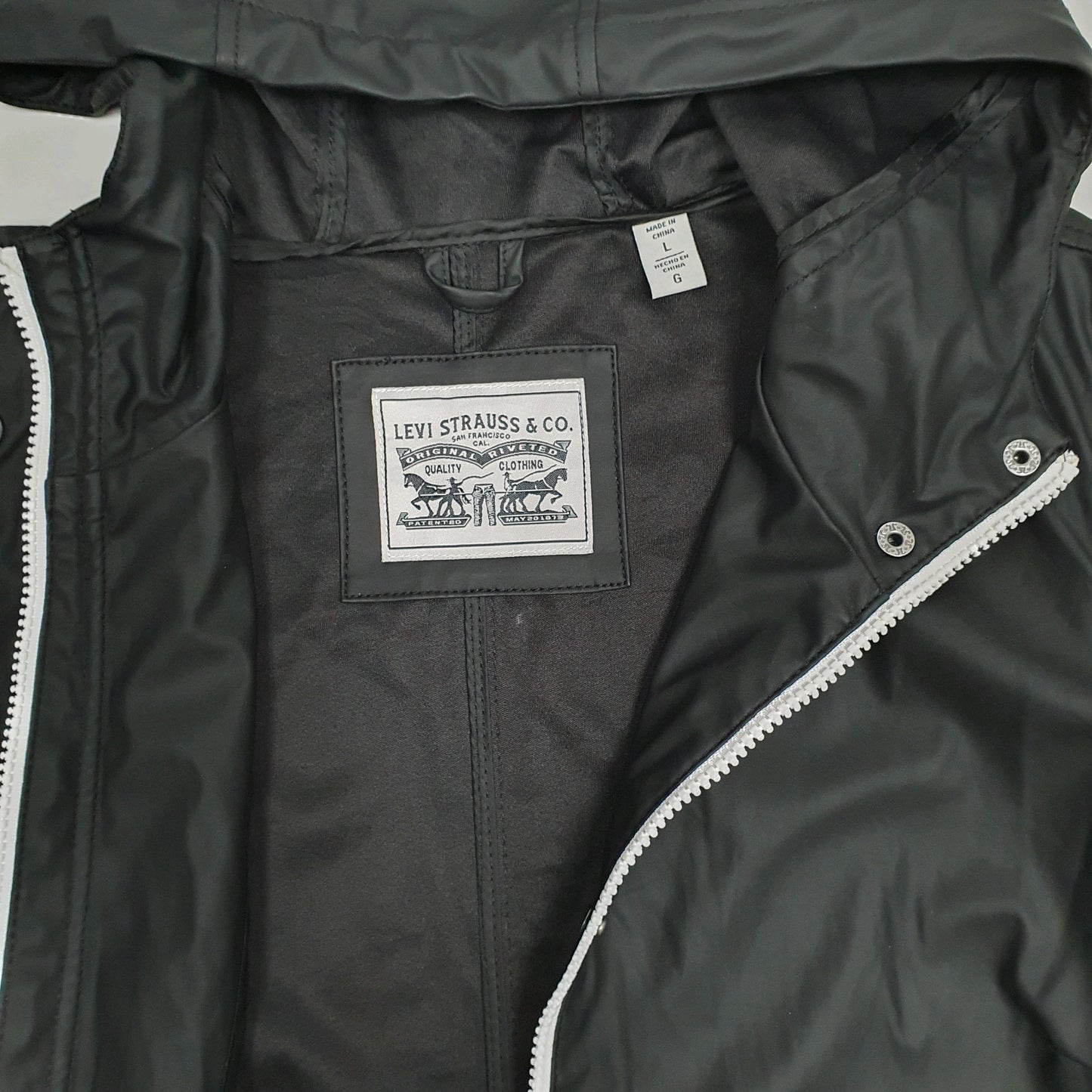 Mens Black Levis Fishtail Waterproof Rain  Coat