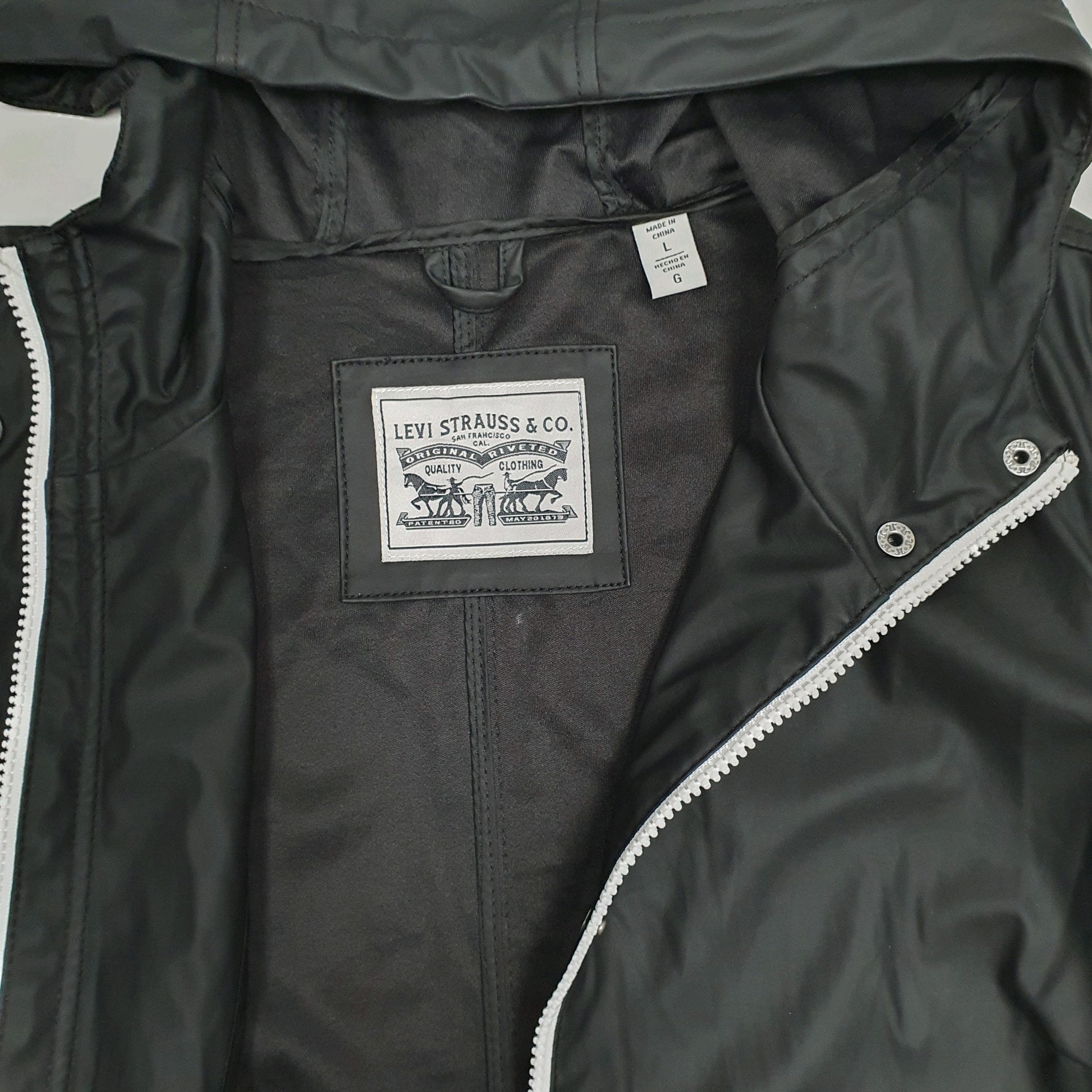 Mens Black Levis Fishtail Waterproof Rain  Coat