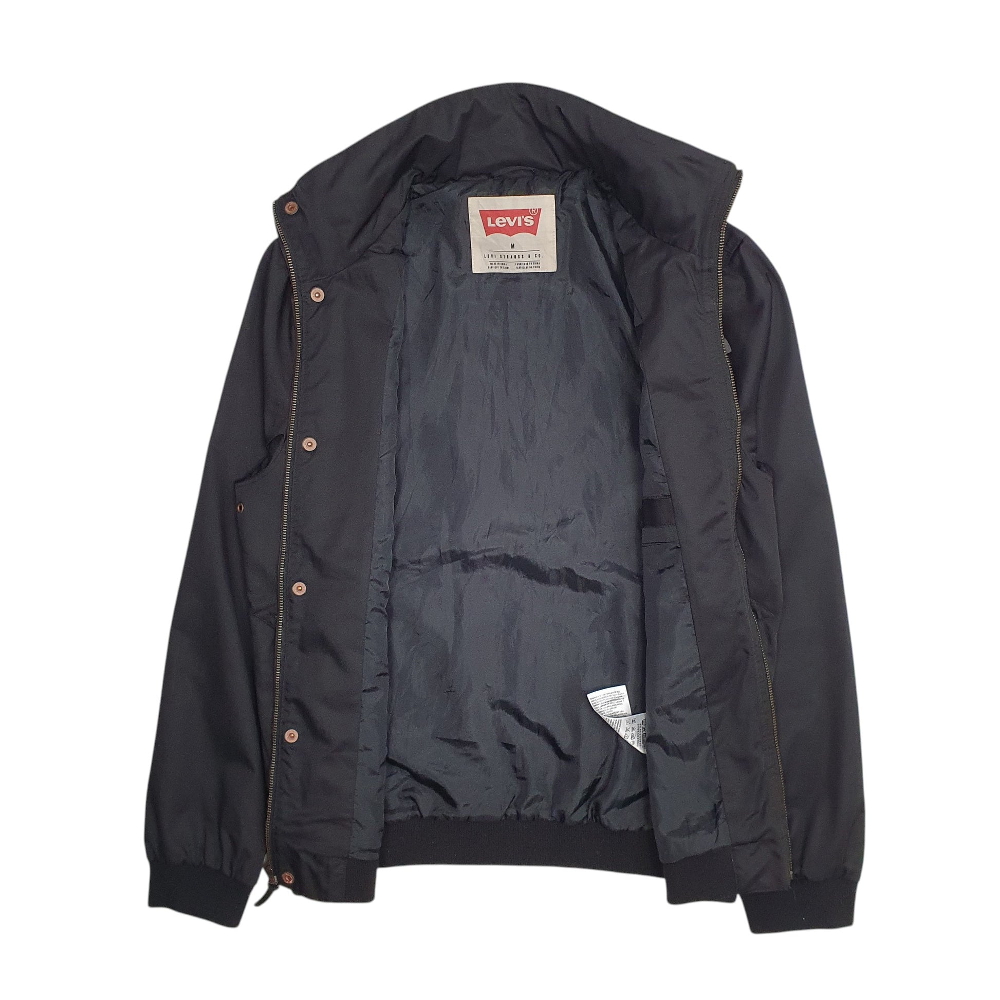 Mens Black Levis Hooded Bomber  Coat
