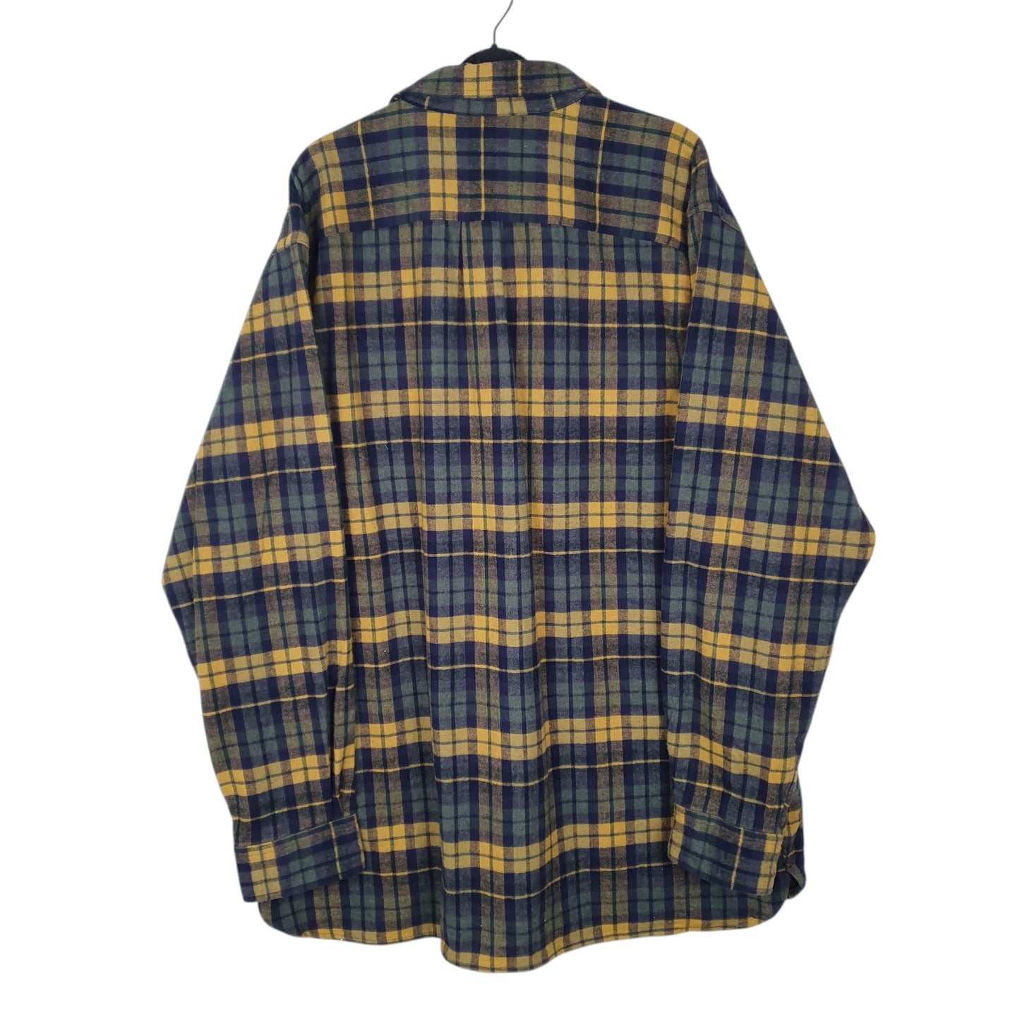 Mens Navy L.L.Bean Thick Flannel Plaid Chamois  Shirt