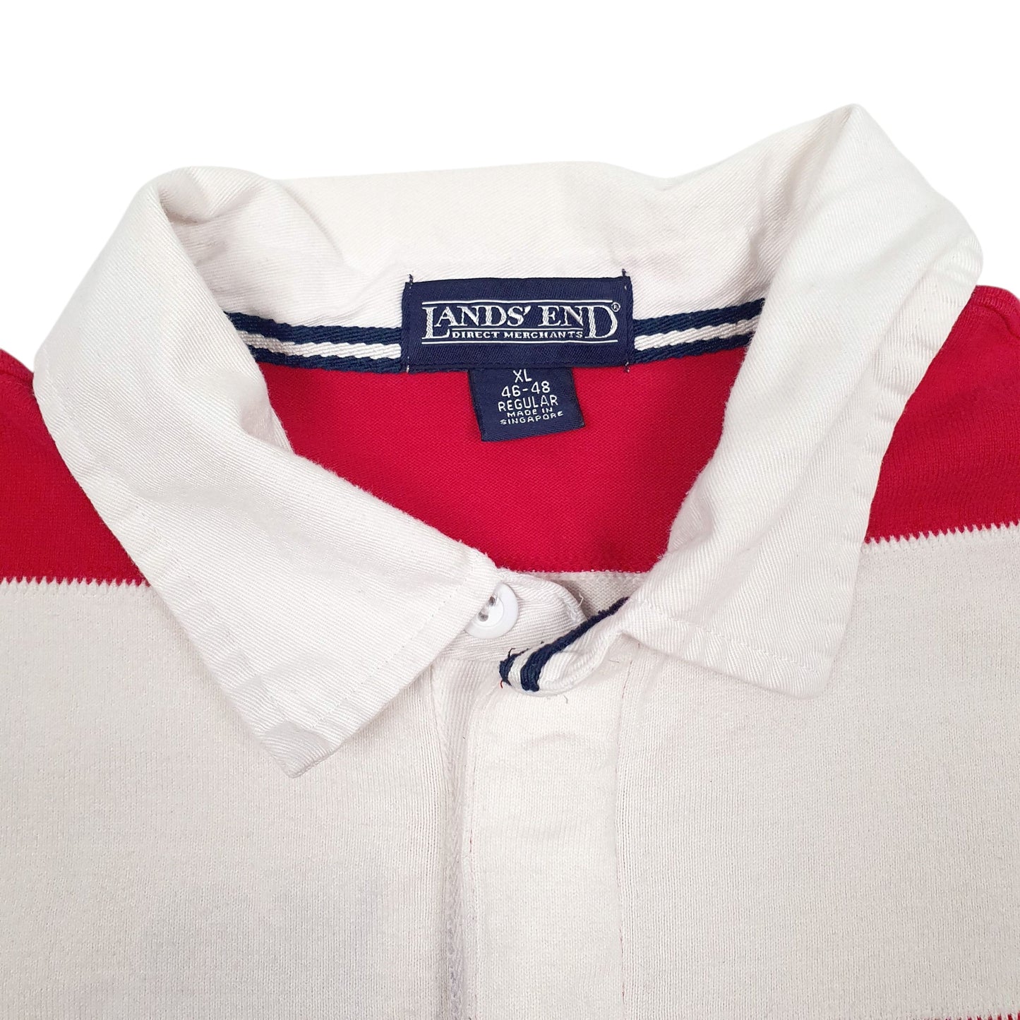 Mens White Lands End  V Neck Polo Shirt