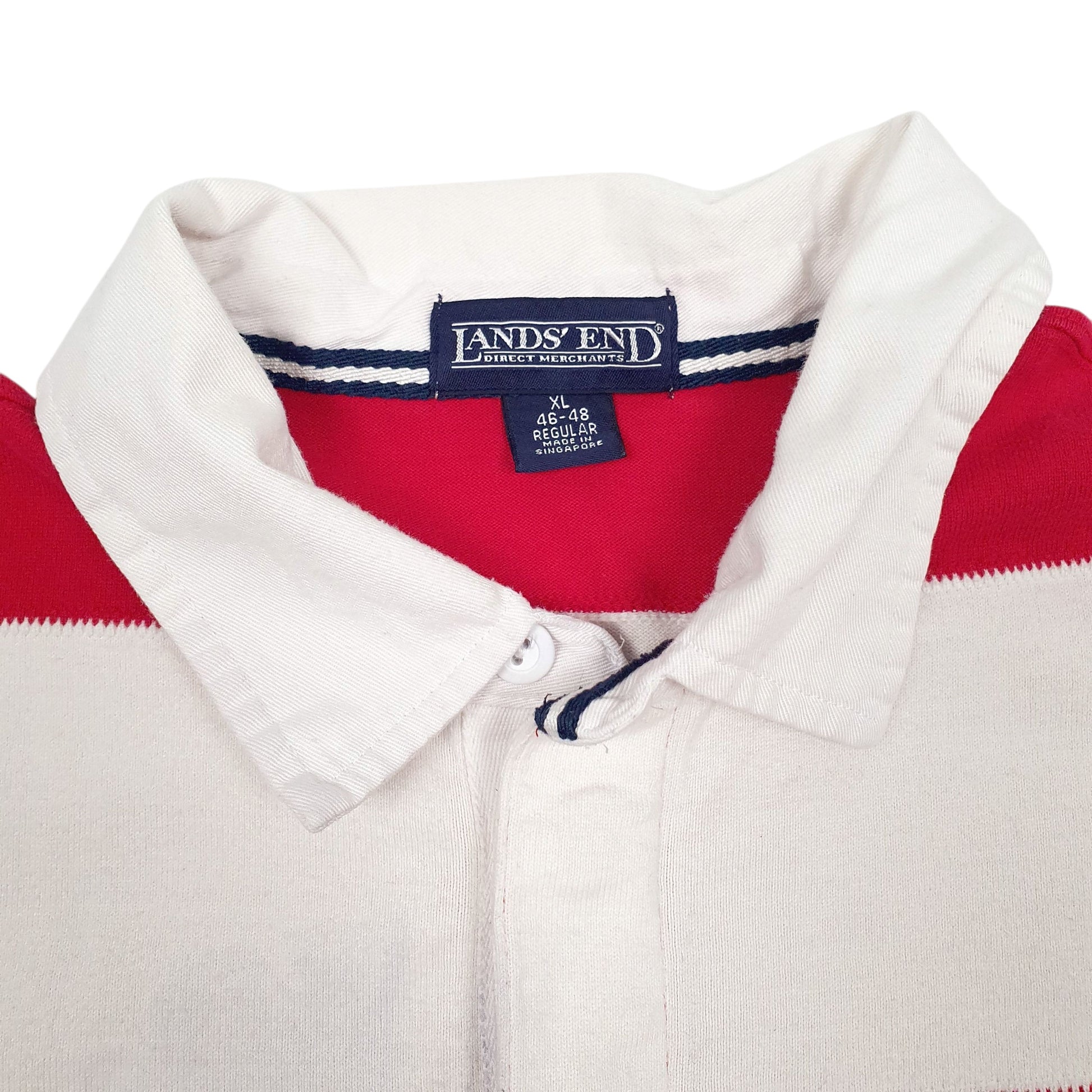 Mens White Lands End  V Neck Polo Shirt