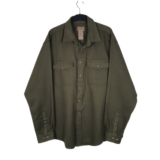 Mens Green L.L.Bean Thick Long Sleeve Shirt