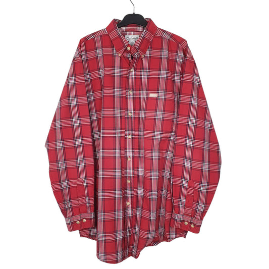 Mens Red Carhartt Plaid Long Sleeve Shirt