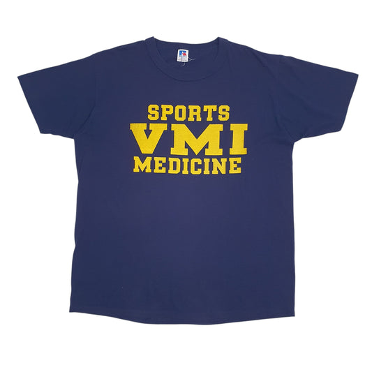 Mens Navy Russel Athletic Single Stich Made In USA Short Sleeve T Shirt