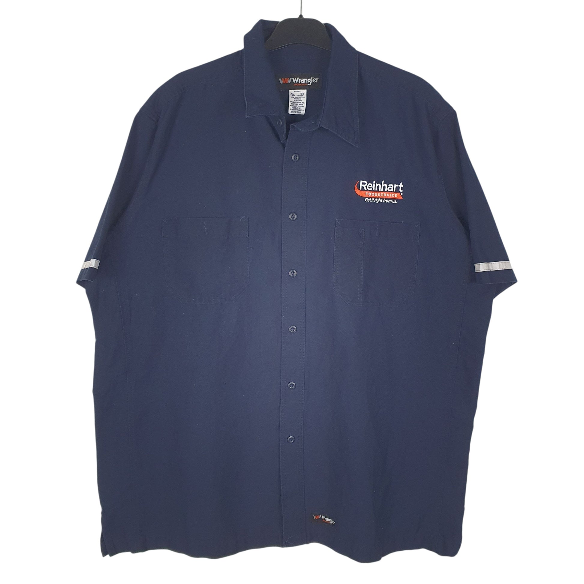 Mens Navy Wrangler Workwear Short Sleeve Shirt