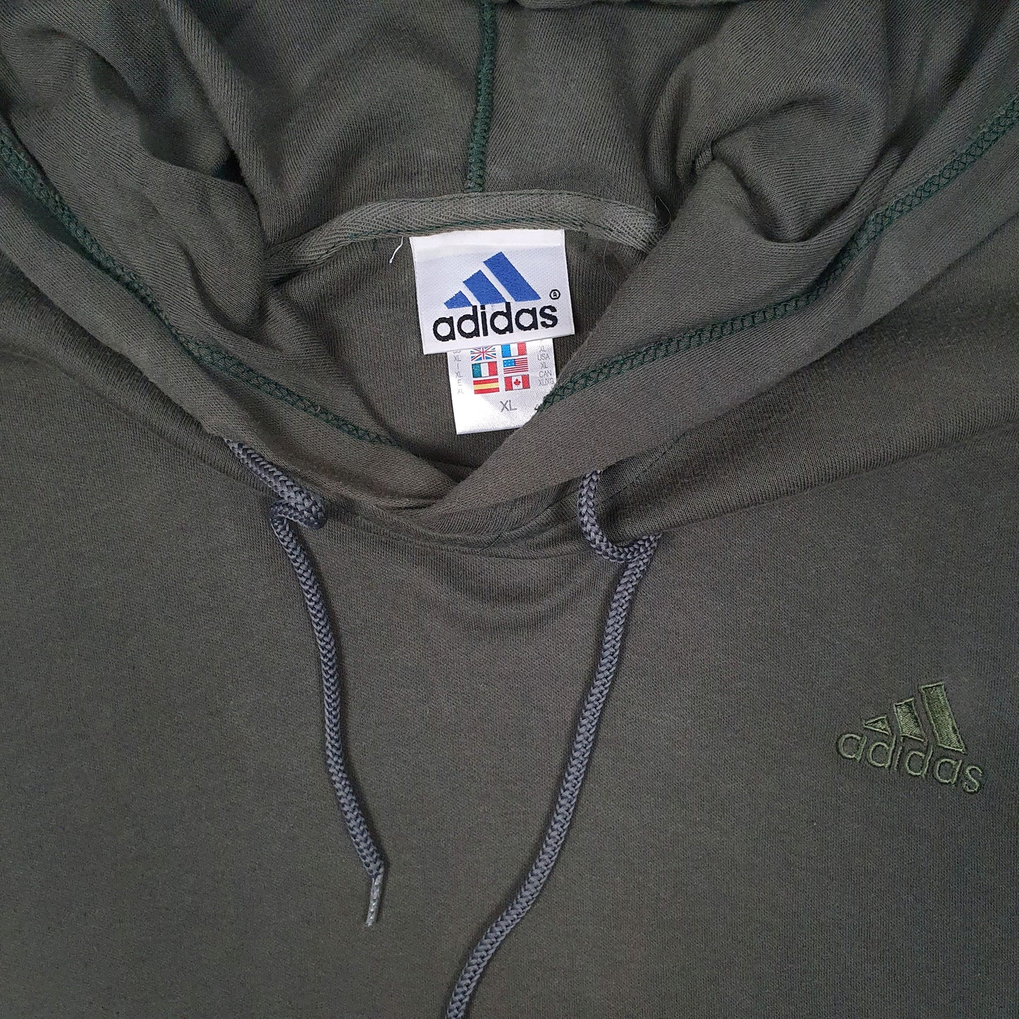 Mens Green Adidas Vintage 2000s Short Sleeve Boxing Hoodie Jumper