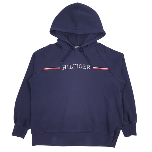 Mens Navy Tommy Hilfiger Spellout Hoodie Jumper