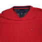 Mens Red Tommy Hilfiger Heavy Knit Crewneck Jumper