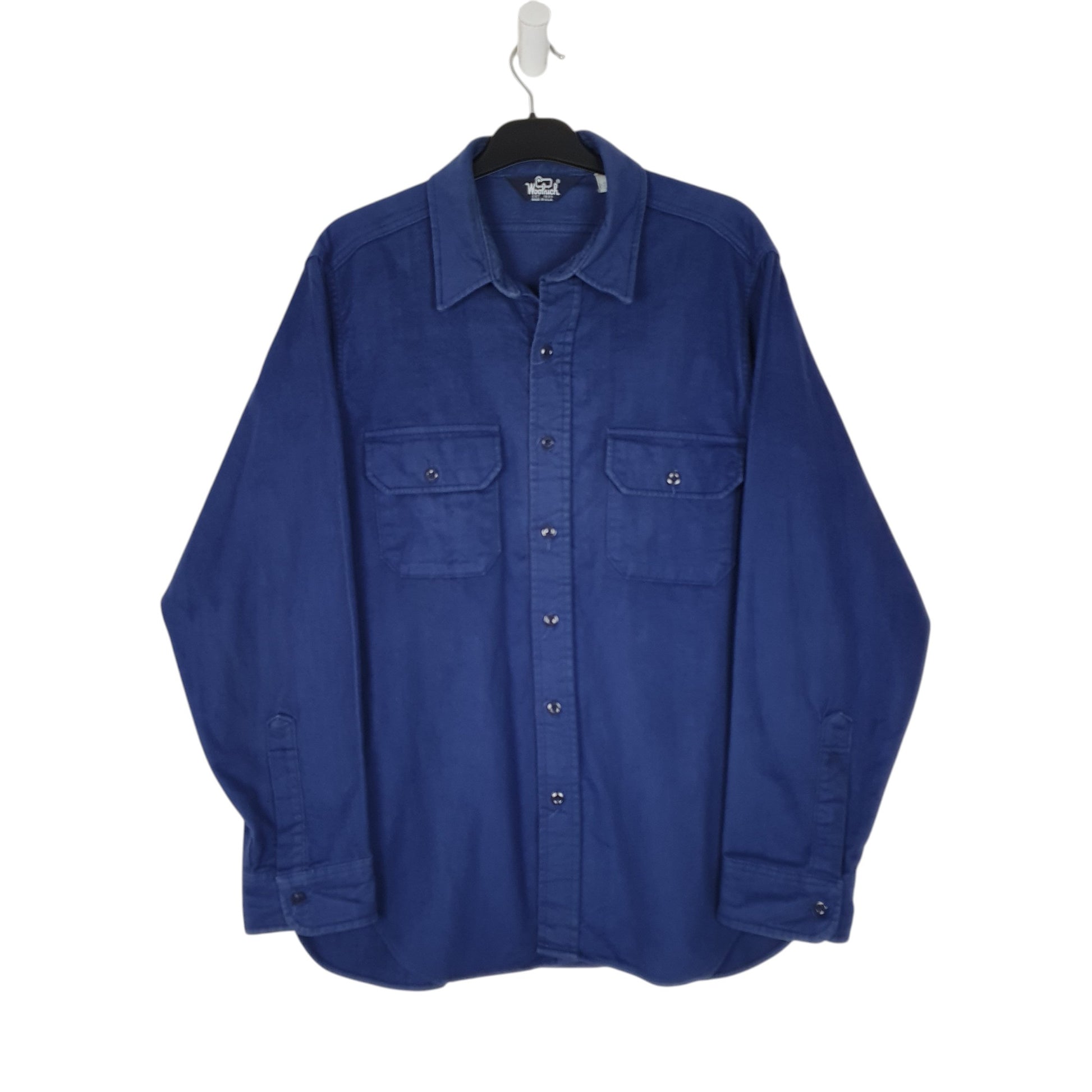 Mens Navy Woolrich Vintage 1980s Made In USA Chamois Long Sleeve Shirt