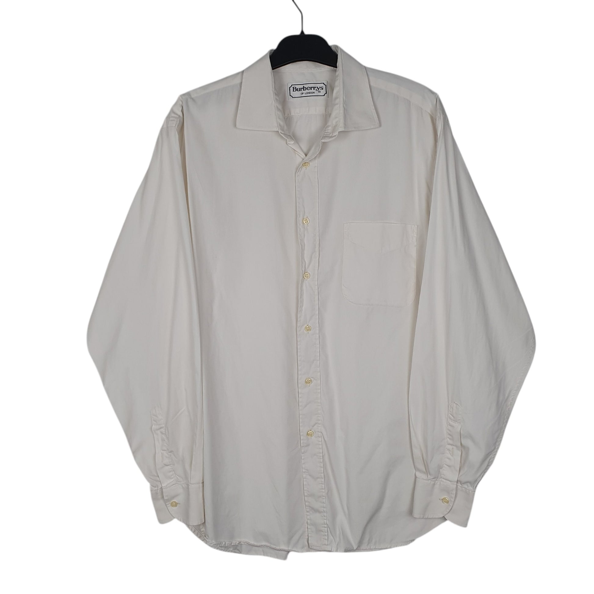 Mens White Burberry Vintage 90s Long Sleeve Shirt