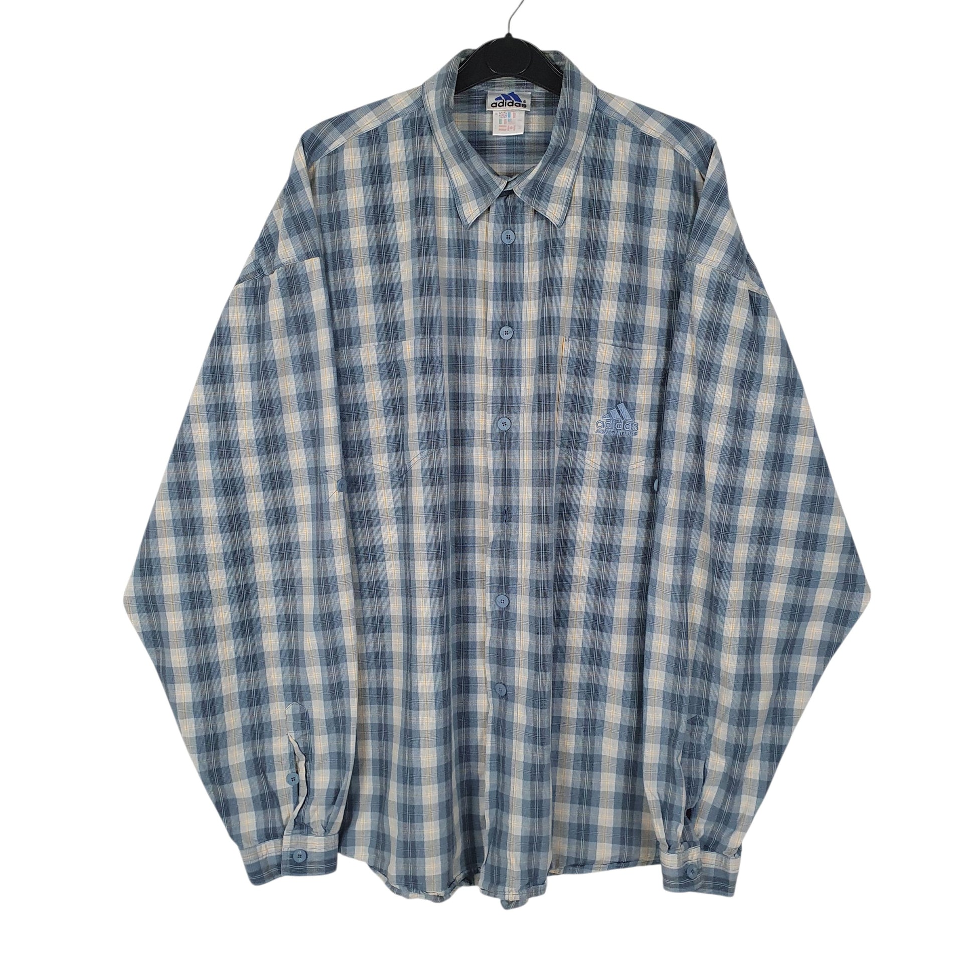 Mens Blue Adidas Adventure Vintage 90s Long Sleeve Shirt