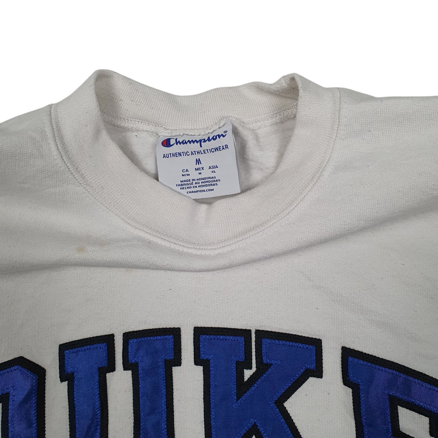 Mens White Champion Duke University Crewneck Jumper