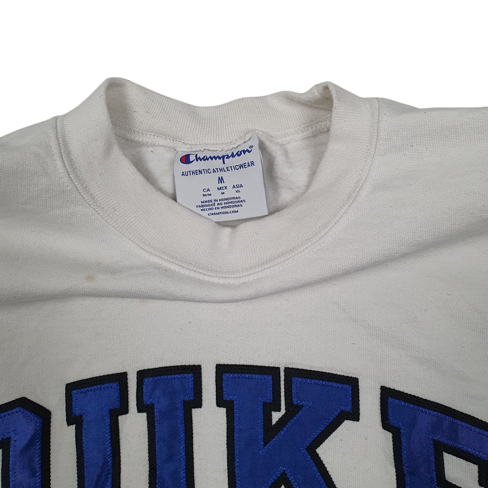 Mens White Champion Duke University Crewneck Jumper