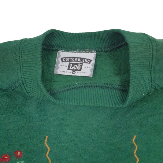 Womens Green Lee Vintage 90s Made In USA Crewneck Jumper