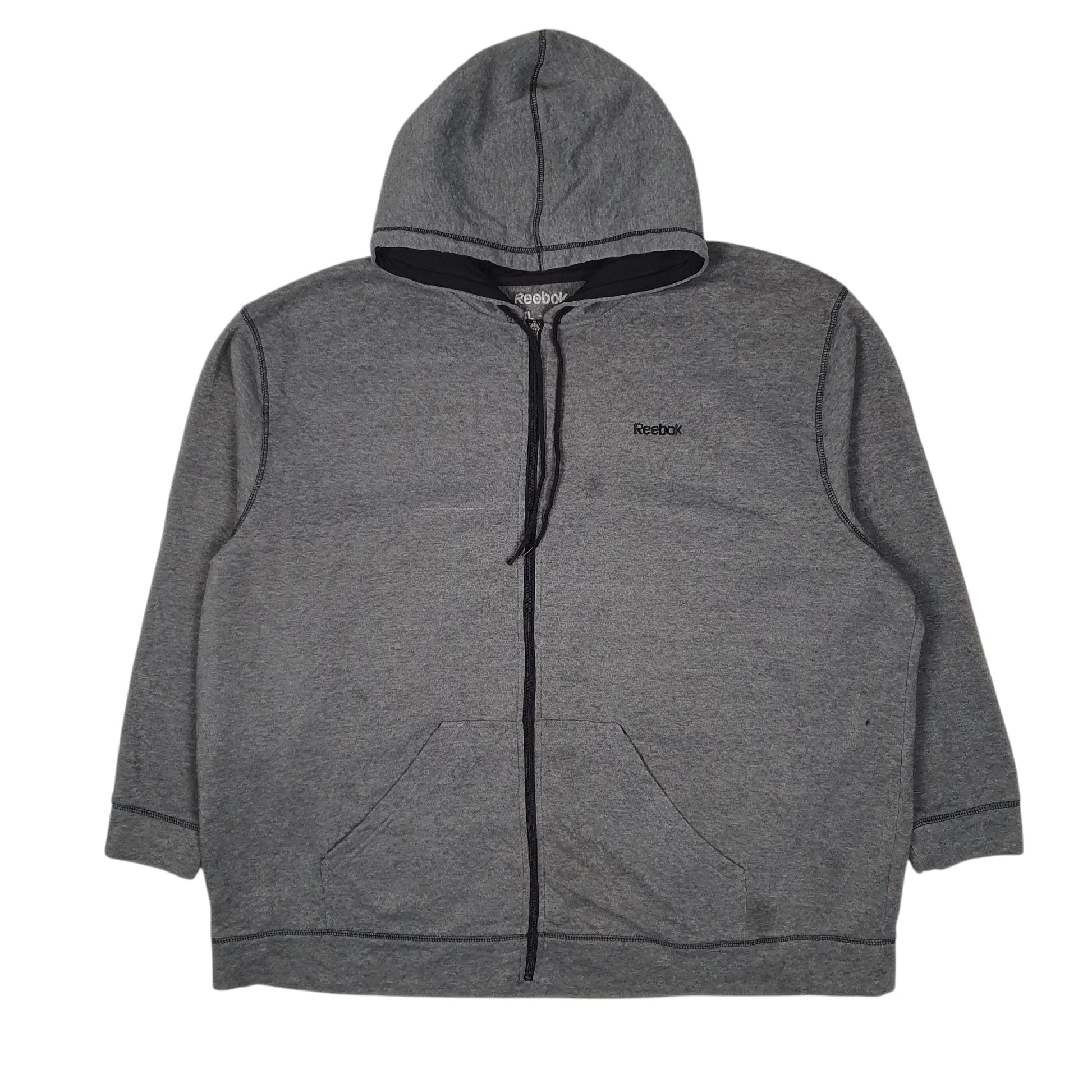 Mens Grey Reebok Hoodie Full Zip Jumper
