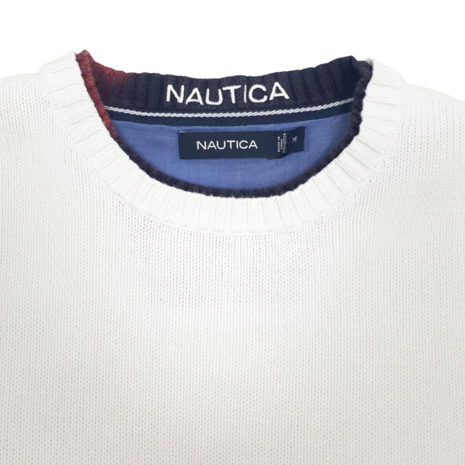 Mens White Nautica Knit Crewneck Jumper