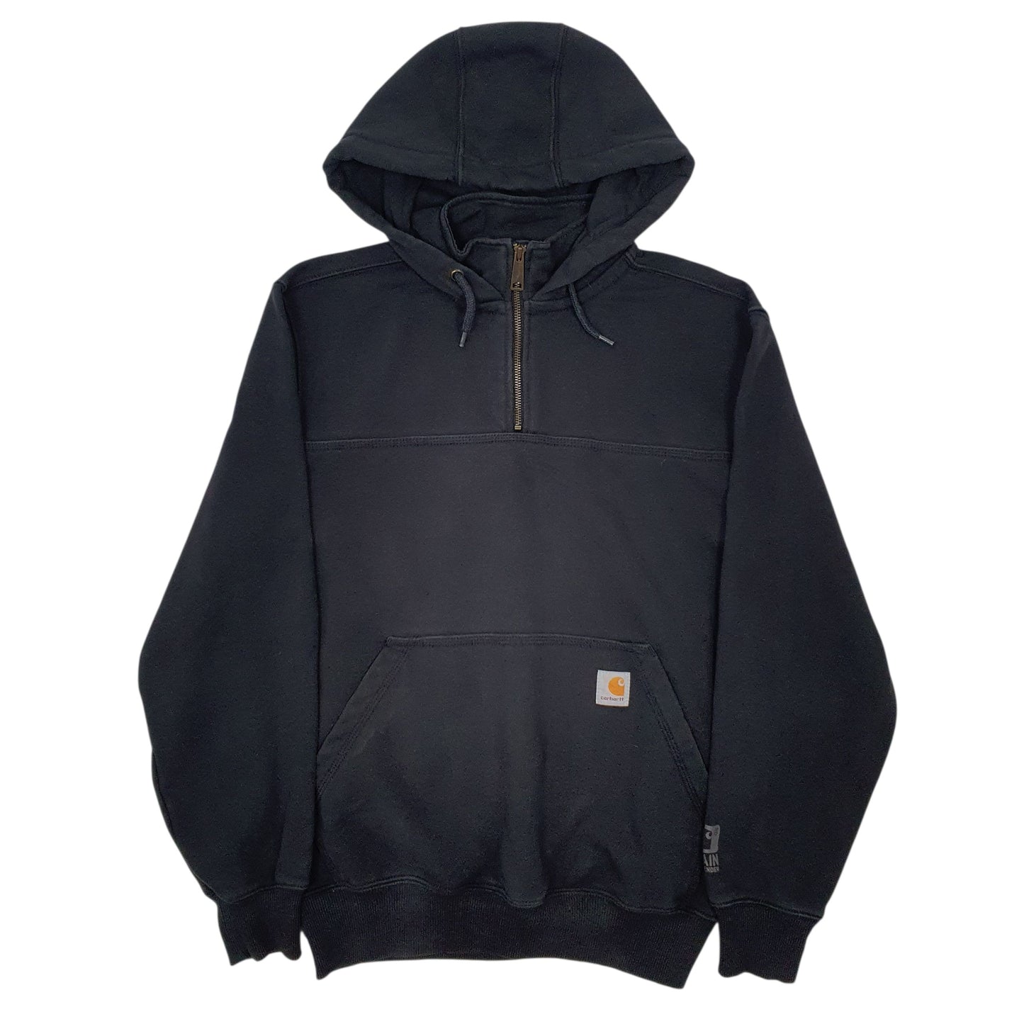 Mens Black Carhartt Original Fit Hooded Quarter Zip Jumper