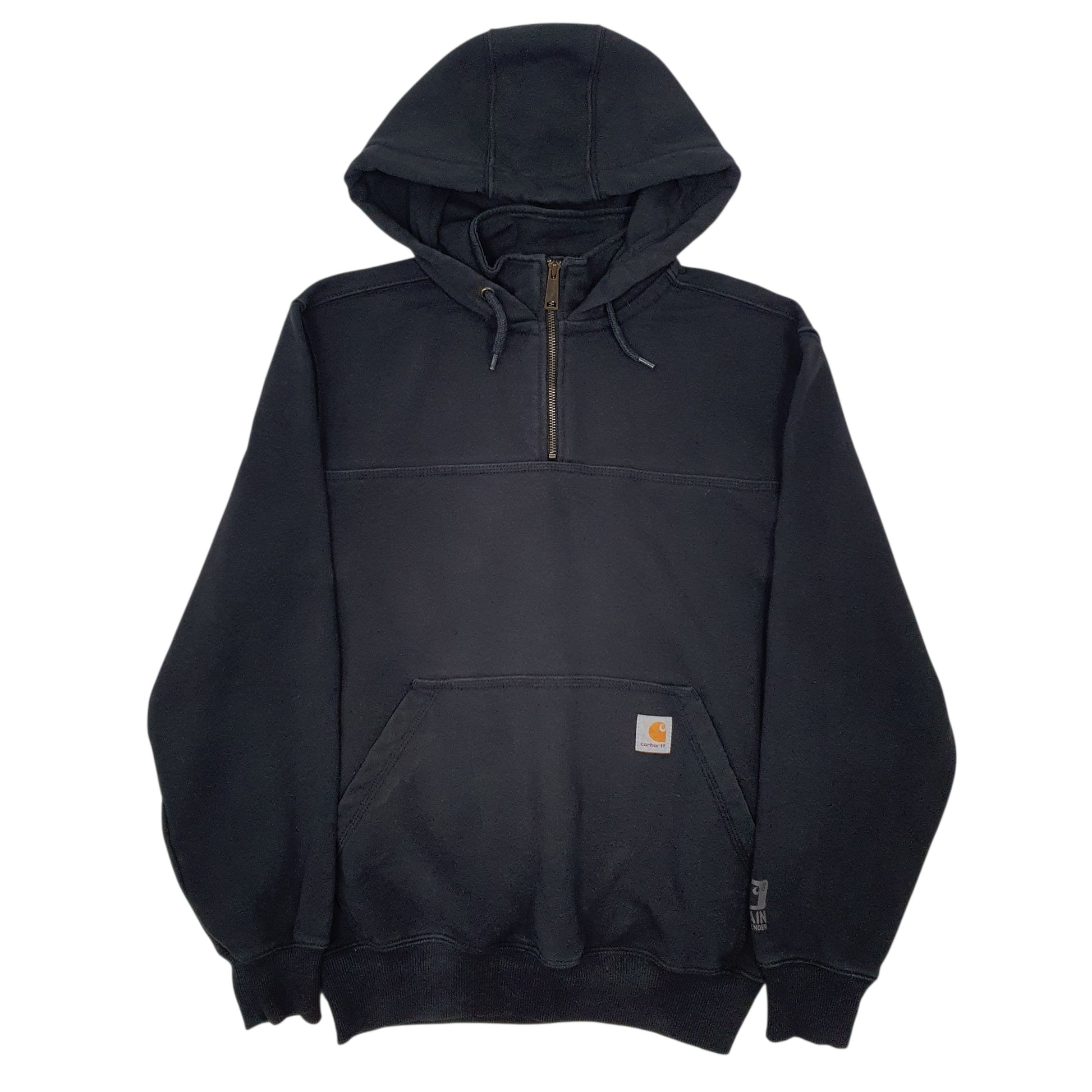 Mens Black Carhartt Original Fit Hooded Quarter Zip Jumper