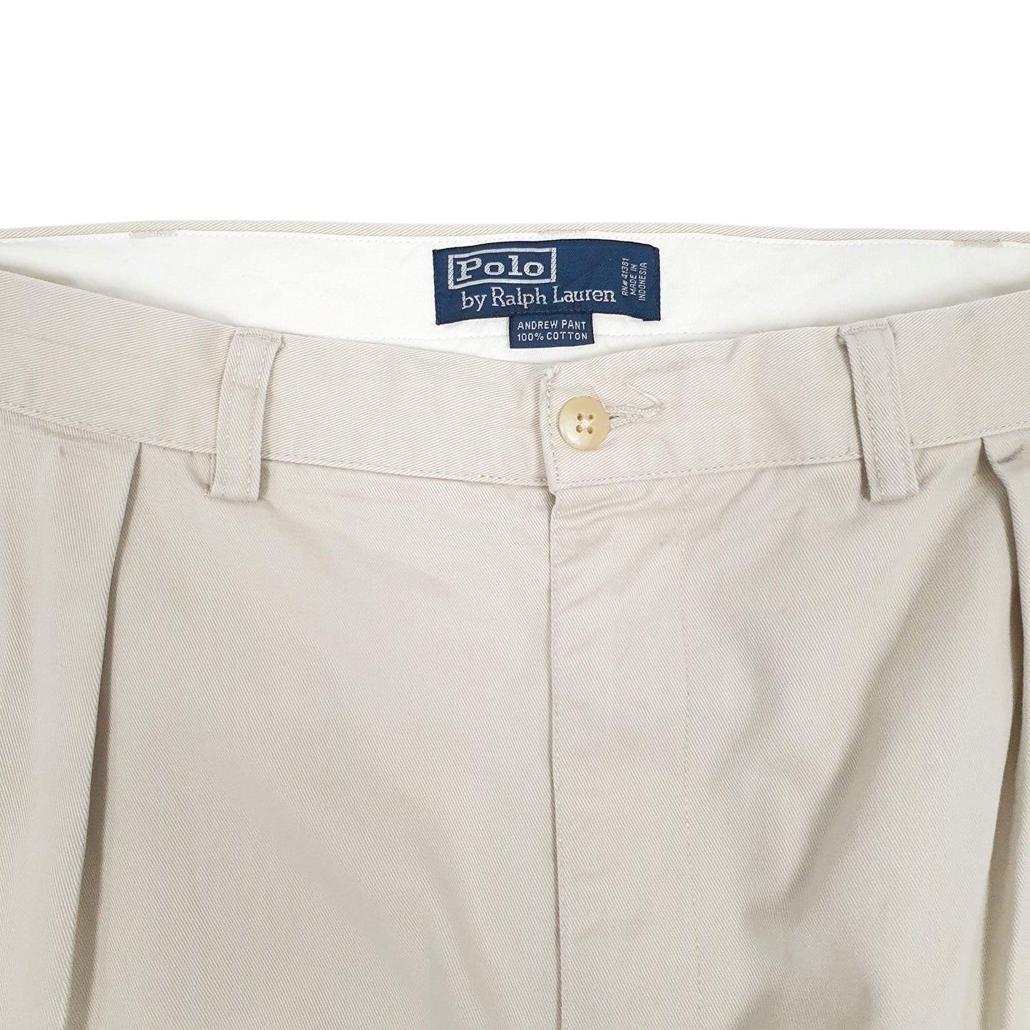 Mens Beige Polo Ralph Lauren Pleated Andrew Pant  Trousers