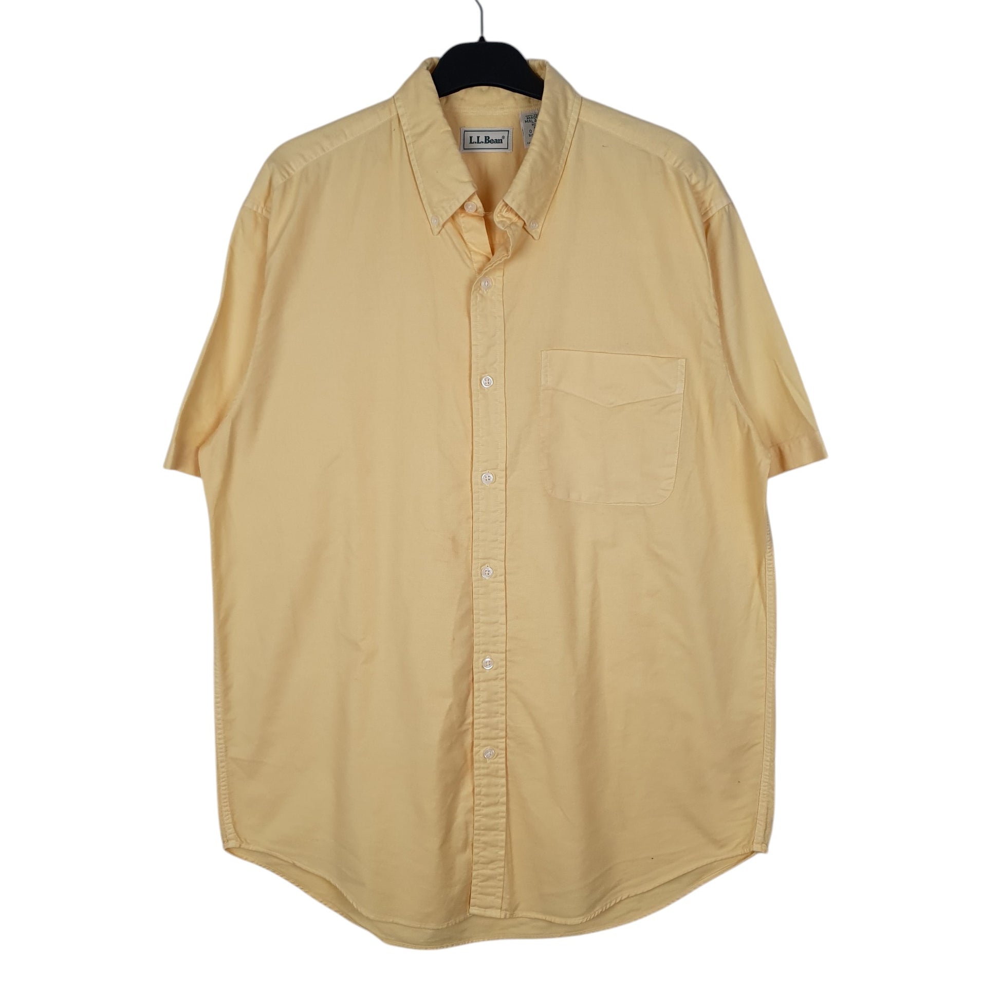 Mens Yellow L.L.Bean Vintage 00s Short Sleeve Shirt