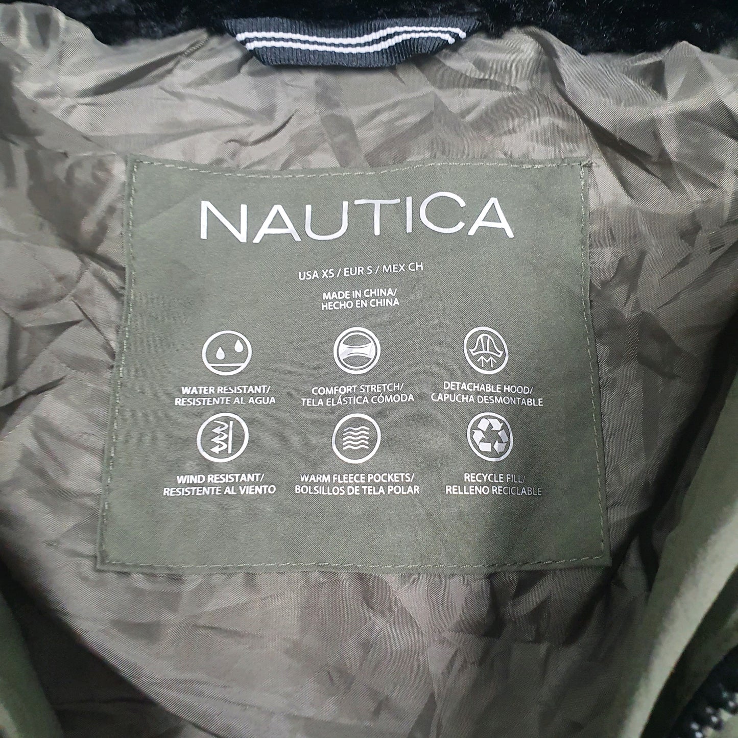 Womens Green Nautica  Full Zip Coat