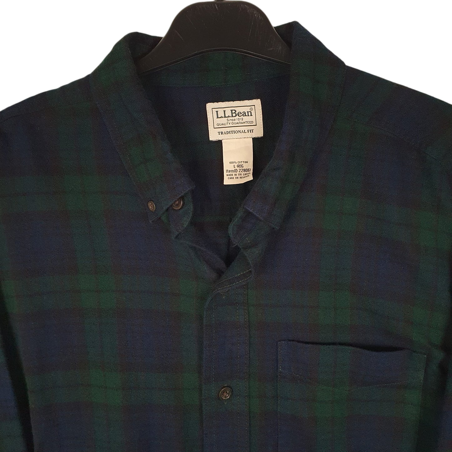 Mens Navy L.L.Bean Thick Flannel Plaid  Shirt