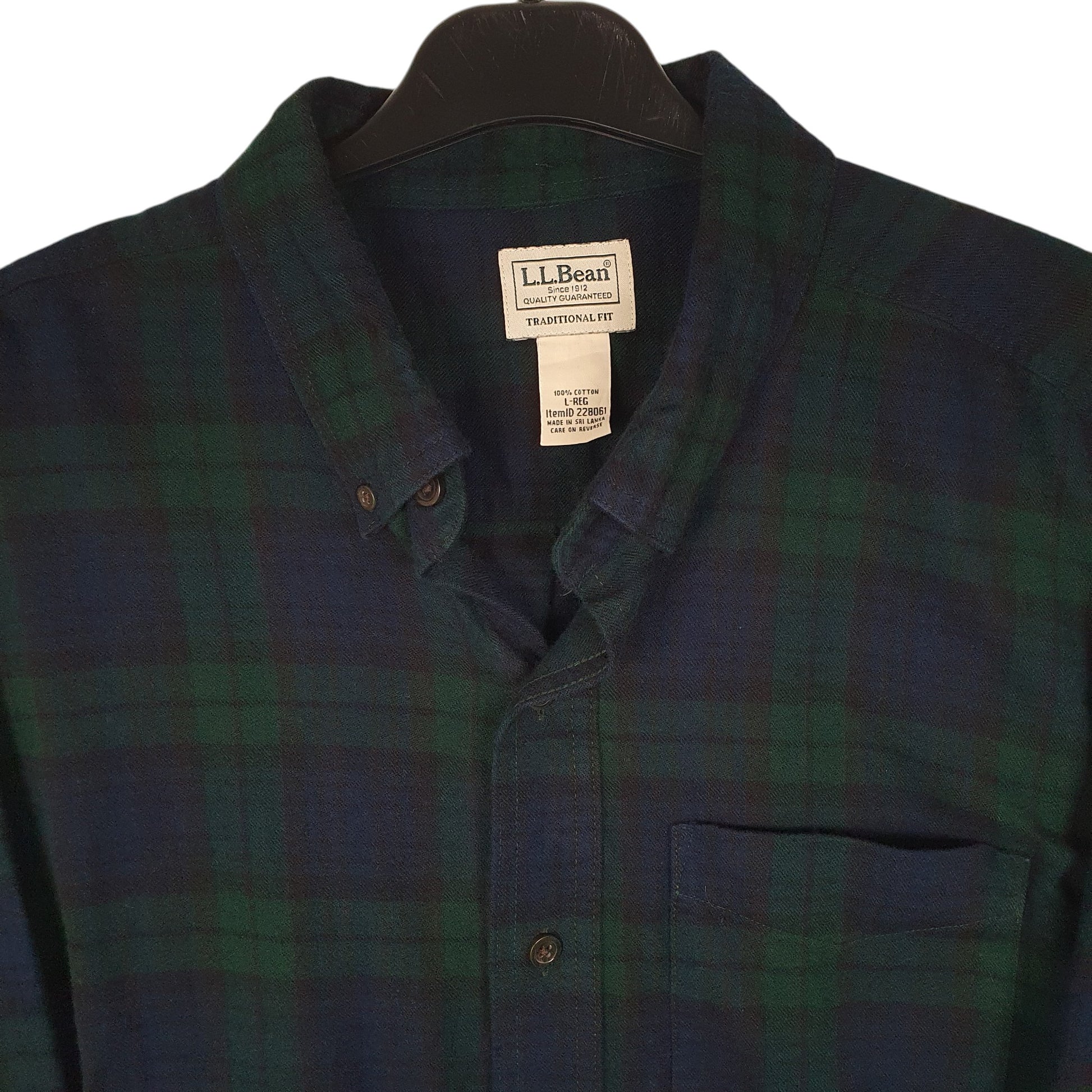 Mens Navy L.L.Bean Thick Flannel Plaid  Shirt