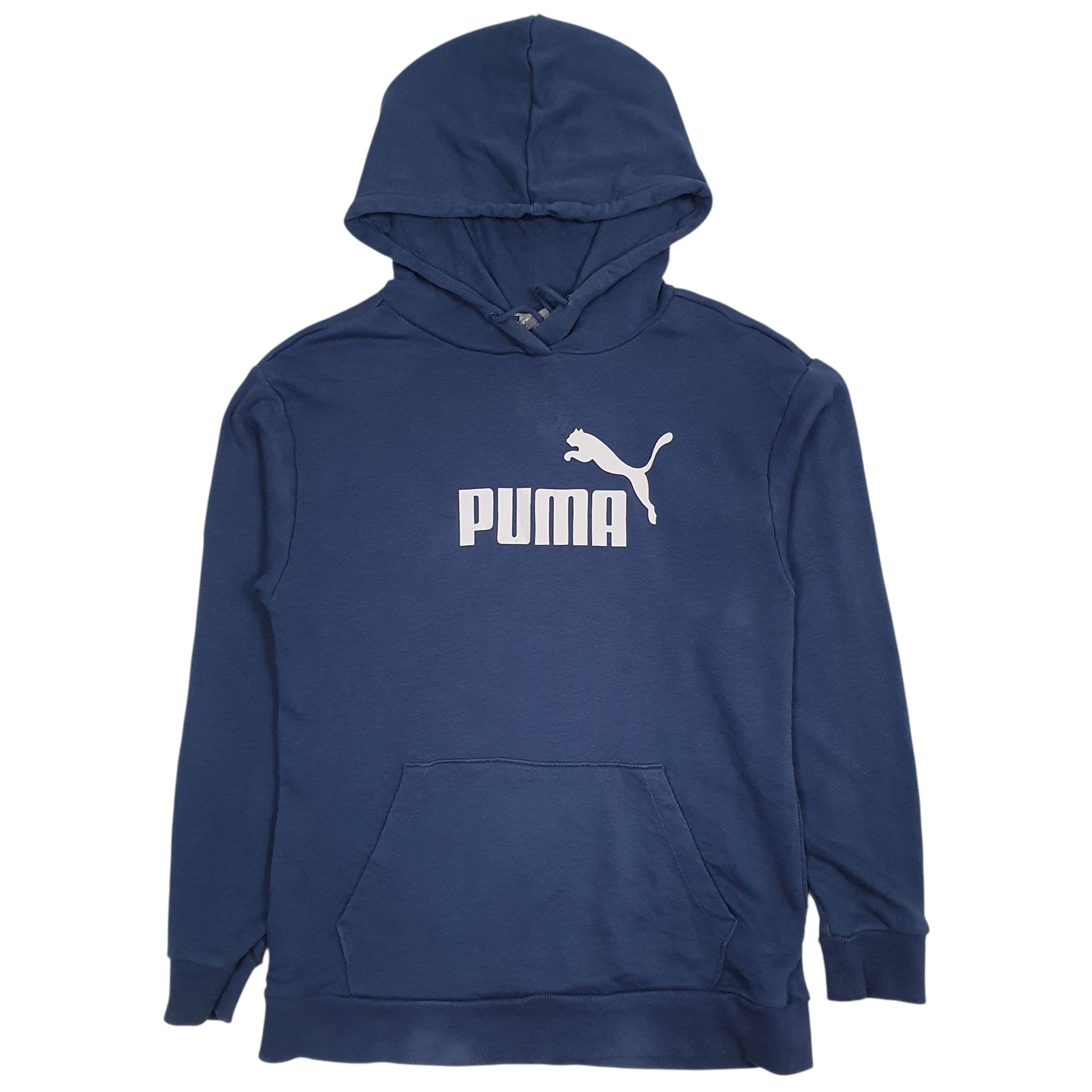 Mens Blue Puma Spellout Hoodie Jumper