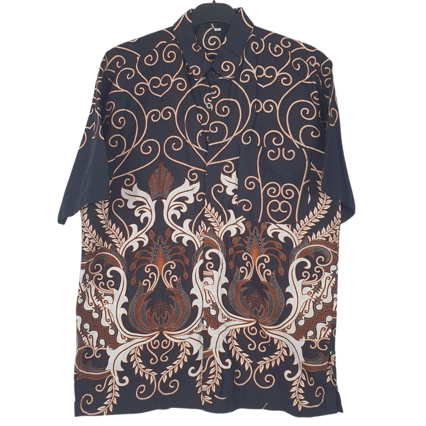 Mens Black Batik Ruzza  Short Sleeve Shirt