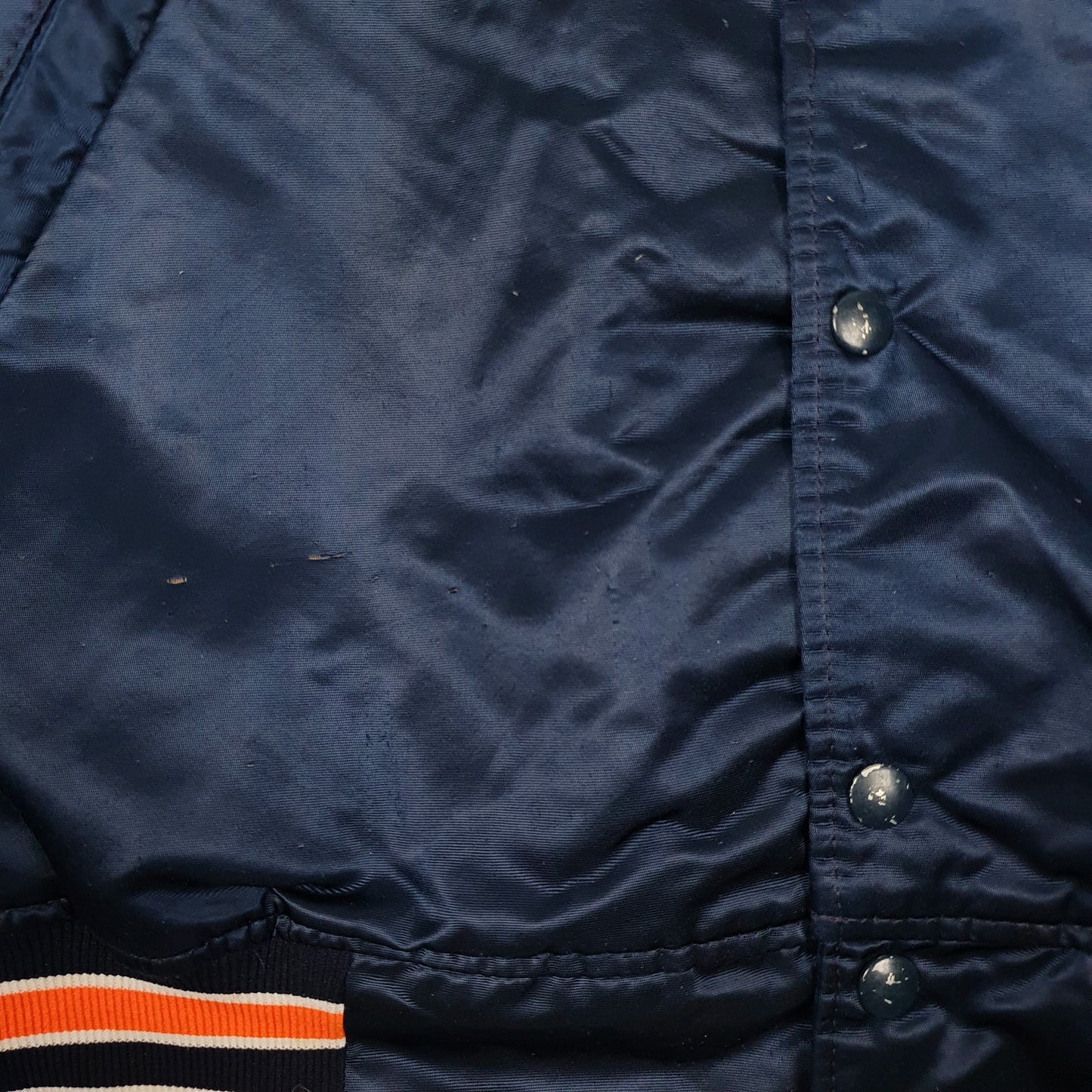Mens Navy Starter Vintage 1980s Detroit Tigers Satin Full Zip Coat